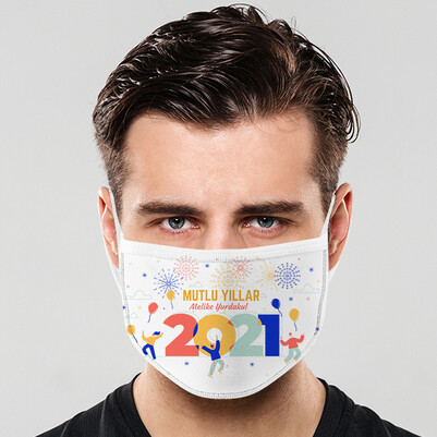 Mutlu Seneler 2021 Temalı Maske - Thumbnail