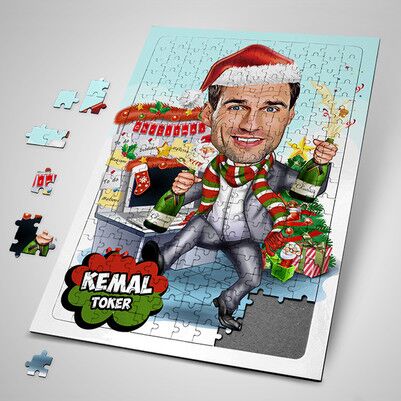  - Mutlu Seneler Erkeğe Karikatürlü Puzzle