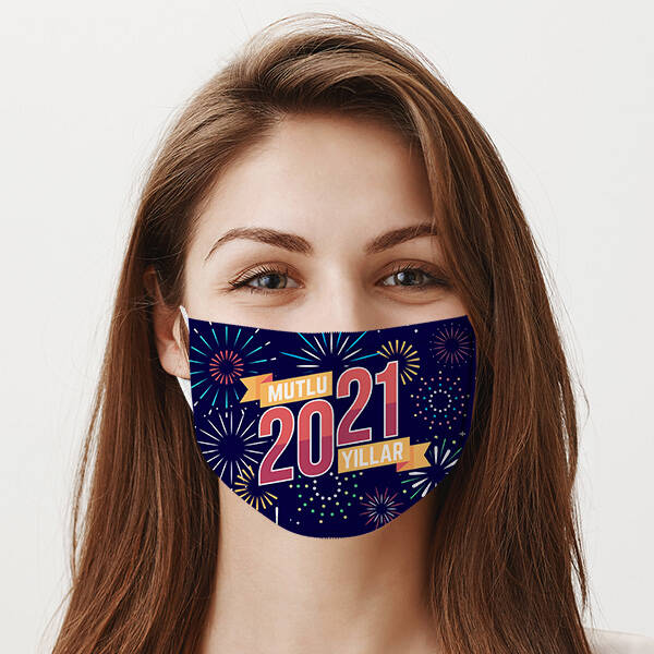 Mutlu Yıllar 2021 Yılbaşı Ağız Maskesi