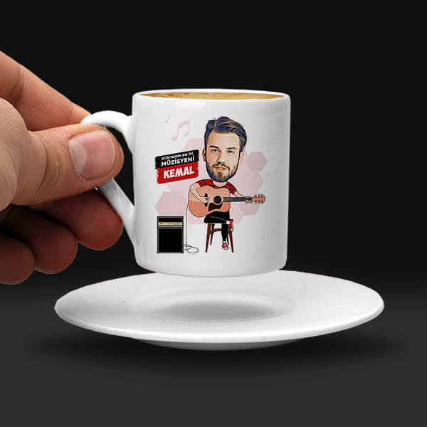 Müzisyen Erkeğe Hediye Karikatürlü Kahve Fincanı
