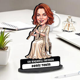  - Neyzen Sanatçısı Müzisyen Kadın Karikatürlü Biblo