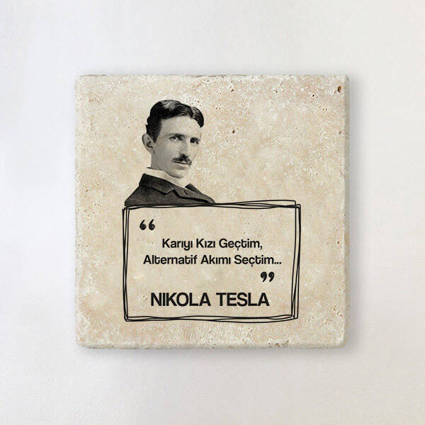 Nikola Tesla Esprili Taş Bardak Altlığı