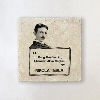  - Nikola Tesla Esprili Taş Bardak Altlığı