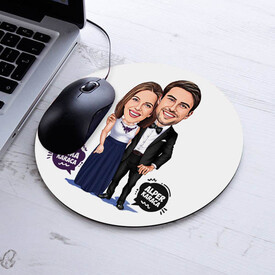 Nişanlı Çiftler Karikatürlü Mousepad - Thumbnail