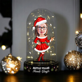 Noel Baba Kostümlü Güzel Kız Fanus Biblo - Thumbnail