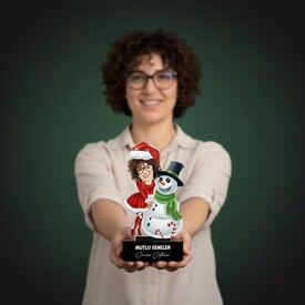  - Noel Kız ve Kardan Adam Karikatürlü Biblo