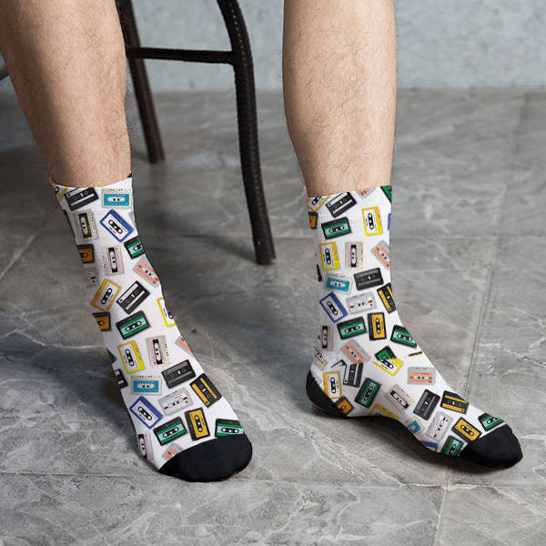Nostaljik Kaset Tasarımlı Erkek Çorabı