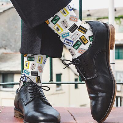 Nostaljik Kaset Tasarımlı Erkek Çorabı - Thumbnail
