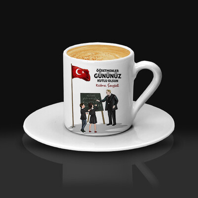 Öğretmen Atatürk İsimli Kahve Fincanı - Thumbnail