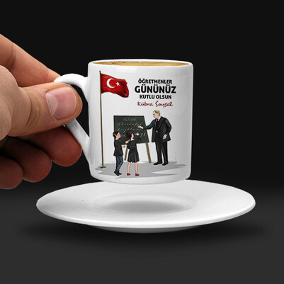 Öğretmen Atatürk İsimli Kahve Fincanı - Thumbnail