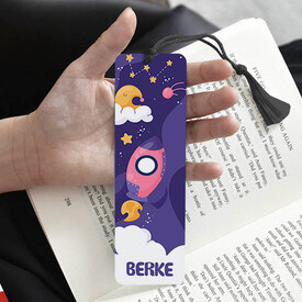 Okuma Hediyesi Uzay Aracı Desenli Kitap Ayracı - Thumbnail