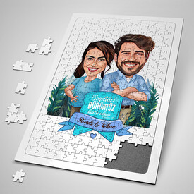  - Omuz Omuza Çiftler Karikatürlü Puzzle