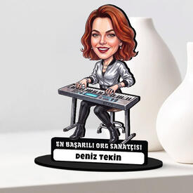 Org Sanatçısı Kadın Karikatürlü Biblo - Thumbnail