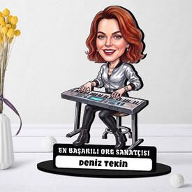 Org Sanatçısı Kadın Karikatürlü Biblo - Thumbnail