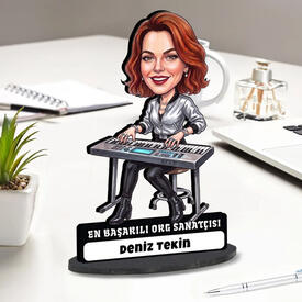  - Org Sanatçısı Kadın Karikatürlü Biblo