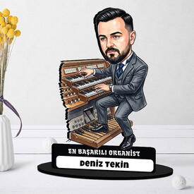 Piyanist Müzisyen Erkek Karikatürlü Kanvas Tablo - Thumbnail