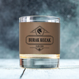Orijinal At Tasarımlı Viski Bardağı Vizon Derili - Thumbnail