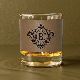  - Orijinal İsim Baş Harfli Tasarımlı Viski Bardağı Vizon Derili