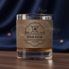  - Orijinal Kılıç Tasarımlı Viski Bardağı Vizon Derili