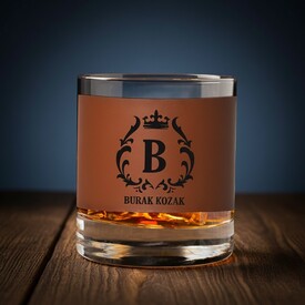  - Orijinal Kral Tacı Tasarımlı Viski Bardağı Taba Derili