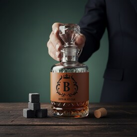  - Orijinal Kral Tacı Tasarımlı Viski Şişesi Taba Derili