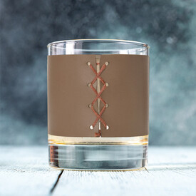 Orijinal Tasarımlı İsimli Vizon Deri Kaplı Viski Bardağı - Thumbnail