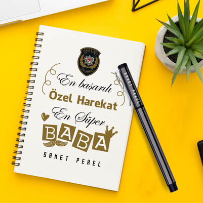 Özel Harekatçı Polis Babalara Hediye Defter ve Kalem - Thumbnail