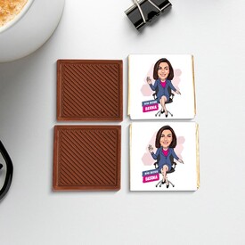Patron Kadın Karikatürlü Çikolata Kutusu - Thumbnail