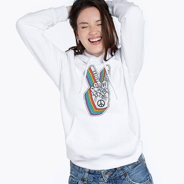 Peace Tasarımlı Kapşonlu Kadın Sweatshirt