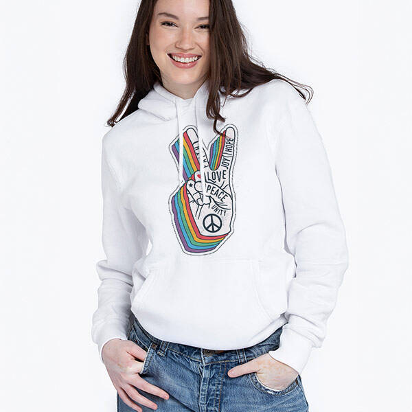 Peace Tasarımlı Kapşonlu Kadın Sweatshirt