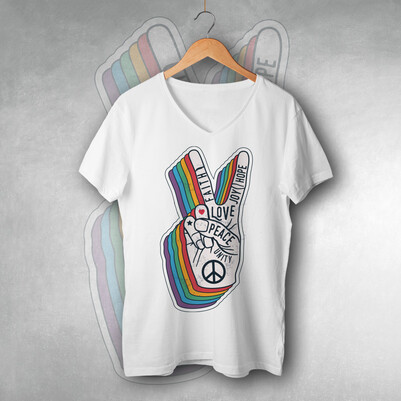 Peace Tasarımlı Unisex Tişört - Thumbnail