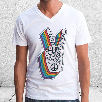 Peace Tasarımlı Unisex Tişört - Thumbnail