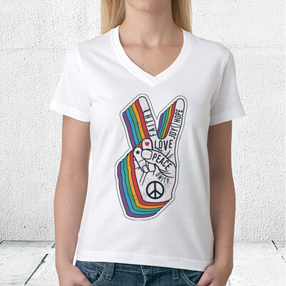 Peace Tasarımlı Unisex Tişört - Thumbnail