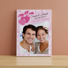  - Pembe Kalpler Fotoğraflı Kanvas Tablo