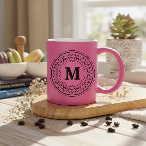 Pembe Renk Kadına Hediye Harfli Kupa Bardak