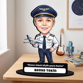  - Pilot Temalı Erkek Çocuk Karikatürlü Biblo