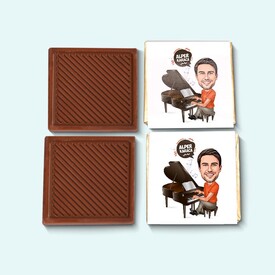 Piyanist Erkek Karikatürlü Çikolata Kutusu - Thumbnail