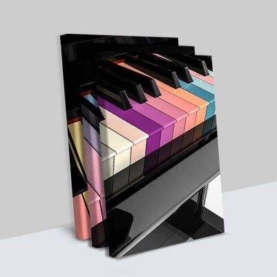 Piyano Tasarımlı 3 Parça Kanvas Tablo - Thumbnail