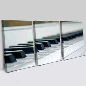 Piyano Tuşları 3 Parçalı Kanvas Tablo - Thumbnail