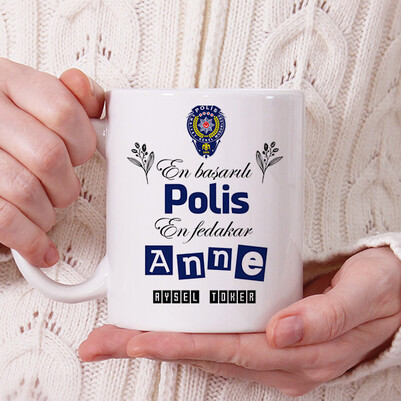 Polis Anneye Hediye Kupa Bardak - Thumbnail