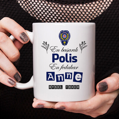 Polis Anneye Hediye Kupa Bardak - Thumbnail