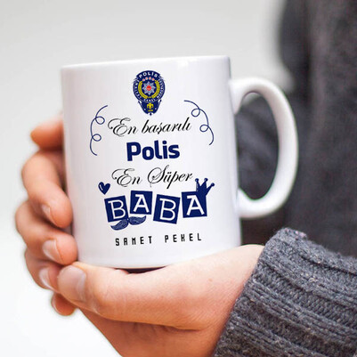 Polis Babalara Hediye Kupa Bardak - Thumbnail