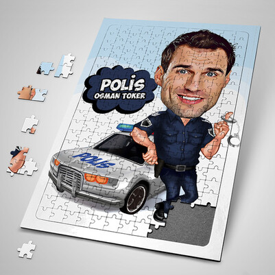  - Polislere Özel Karikatürlü Puzzle