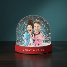  - Ponçik Sevgililer Karikatürlü Kar Küresi