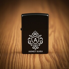  - Premium Tasarım İsimli Metal Siyah Çakmak