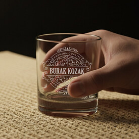 Premium Tasarımlı İsimli İkili Viski Bardağı - Thumbnail