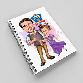 Prenses Kız ve Babası Karikatürlü Defter - Thumbnail