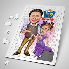  - Prenses Kız ve Babası Karikatürlü Puzzle