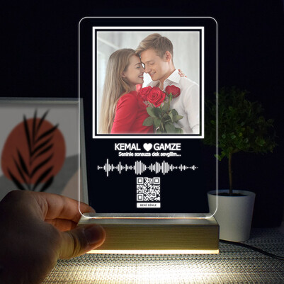 Qr Kod Kişiye Özel 3d Led Lamba - Thumbnail