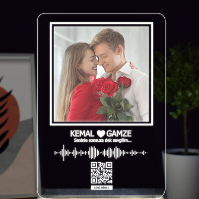 Qr Kod Kişiye Özel 3d Led Lamba - Thumbnail